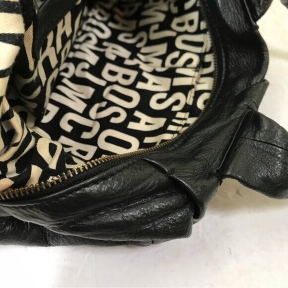 Marc By Marc Jacobs Black Pebble Leather Satchel Bag Shoulder Zipper Logo Hobo - Picture 9 of 16